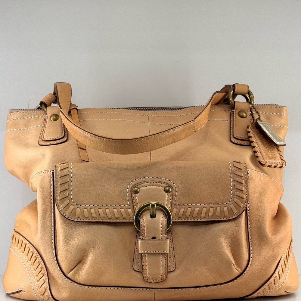 Pre Owned Coach Camel Leather Shoulder Satchel Bag